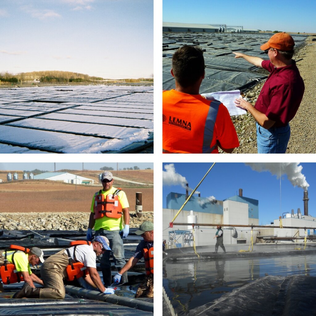 Grouped photo of water treatment facility and workers