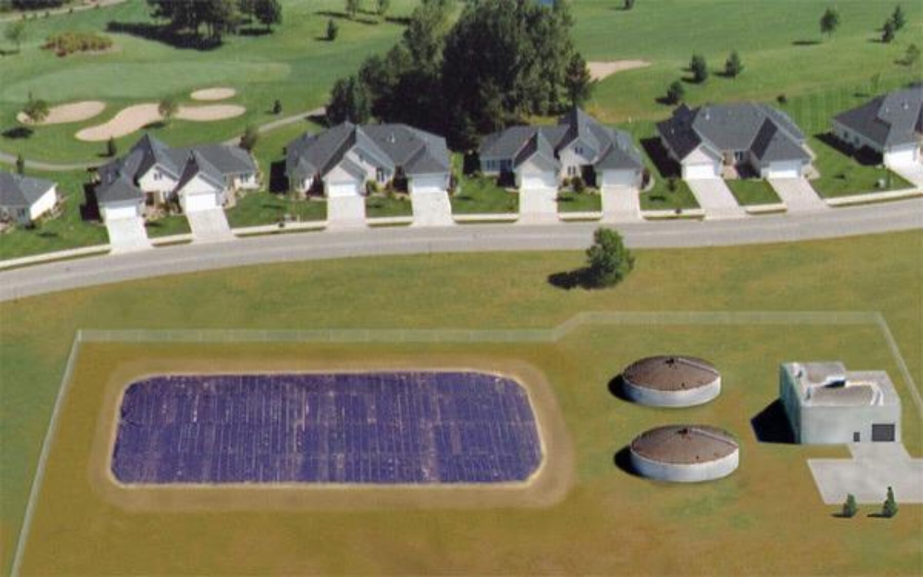 Aerial view of water treatment facility