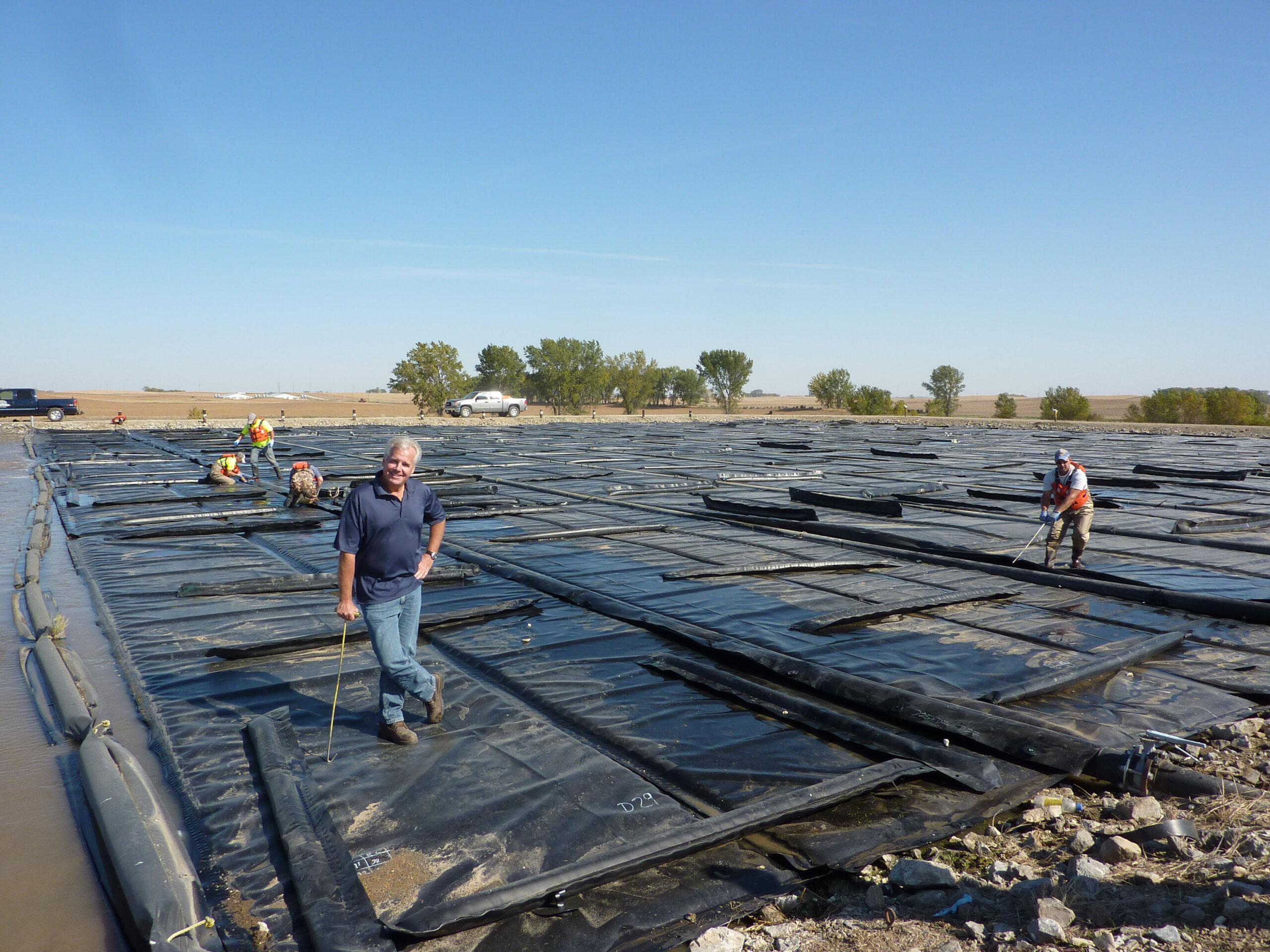 Workers at a water treatment facility 