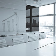 Milestone graphic white walled office space