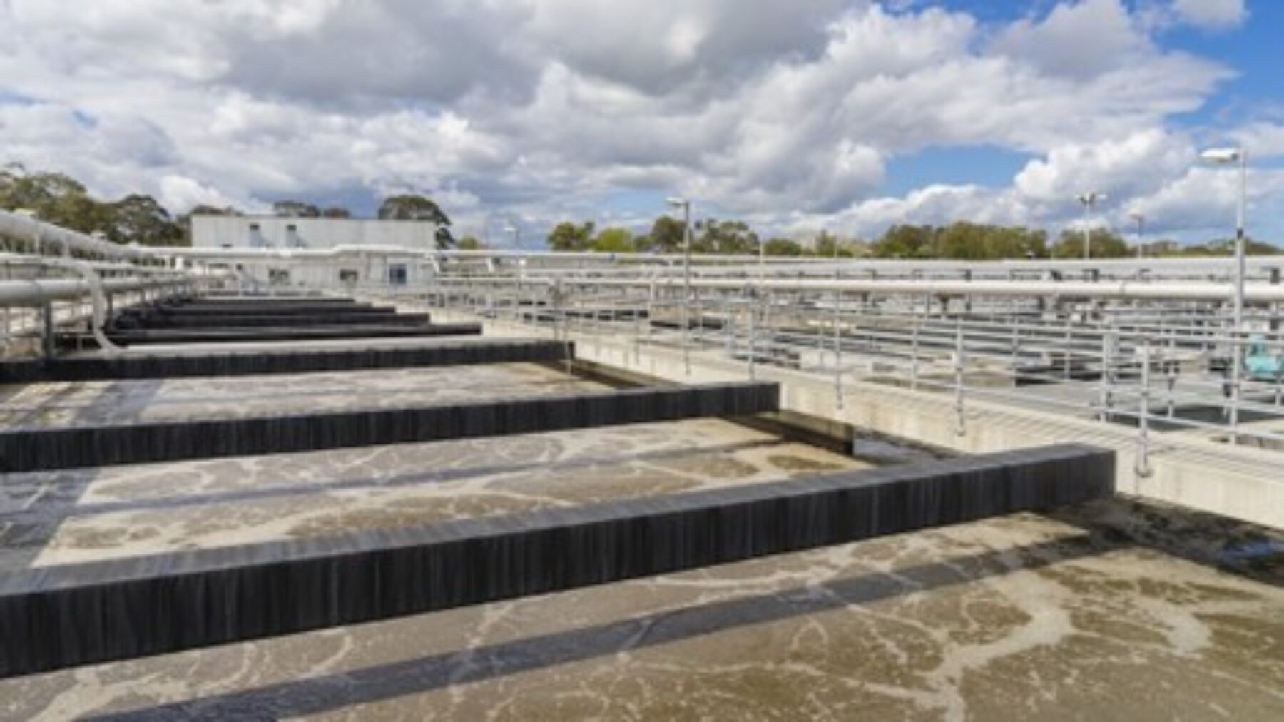 A wastewater treatment facility under an open sky